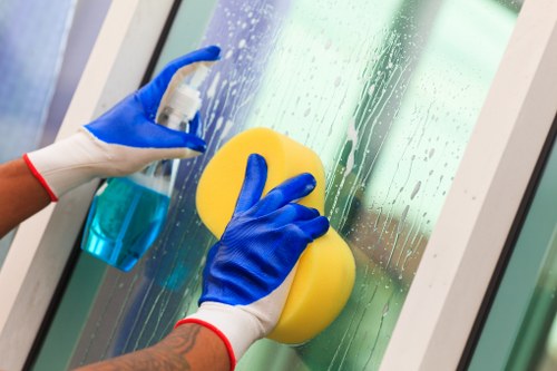 Local cleaner working in a Soho apartment kitchen
