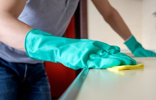 Night-time office cleaning setup for a Soho business